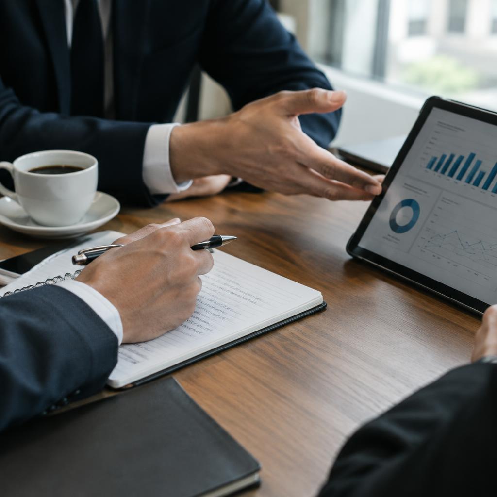 Hands over a conference table during a strategy session